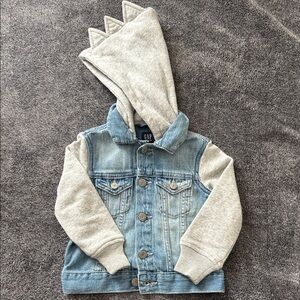 GAP Kids Denim Jacket with Gray Dino Hood